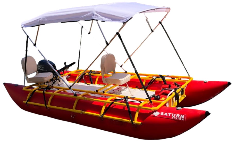 14' Saturn Triton Cataraft Tubes (Showing Optional Custom Frame and Bimini Top - Not Included)