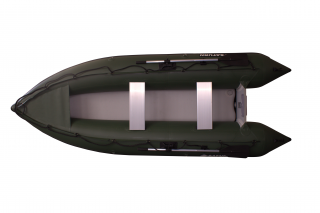 New 2020 13' Saturn Outfitter KaBoat - Hunter Green - Top View Showing Double Layer PVC Added to Inflatable Floor