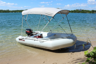 11' Saturn Inflatable Boat SD330 - With 15 HP Motor and 4-Bow Bimini Top
