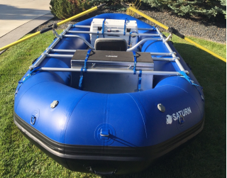 15' Saturn Whitewater Raft (Upgraded Leafield C7 Valves) with NRS Bighorn II Frame Package - Rear View