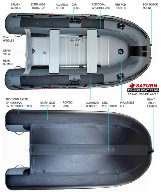 10' Saturn Inflatable Fishing Boat (FB300X) - Specs