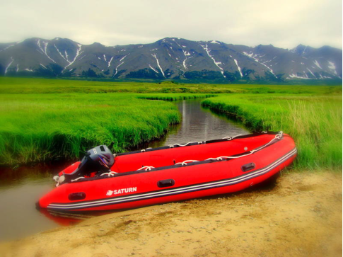 Customer Photo - 14' Saturn Inflatable Boat - Red - Alaska (Alum. Floor Upgrade Not Shown)